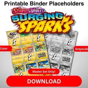 Páginas de carpeta marcadoras de posición de la Master Set de JCC Pokémon PDF Escarlata y Violeta Chispas emergentes Color y escala de grises