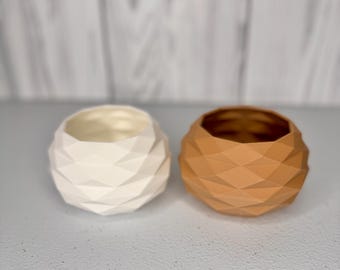 3D Printed Geometric Succulent Pot | Modern PLA Planter