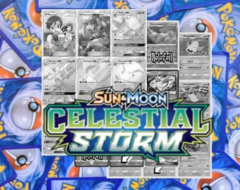Sun and Moon Celestial Storm Master Set Tracker (Includes Grayscale Card Placeholders + Holofoil & Reverse Indicators) - Celestial Storm