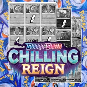 Sword and Shield - Chilling Reign Master Set Tracker (Inklusive Graustufen Kartenplatzhalter + Holofolie und Reverse Indikator)