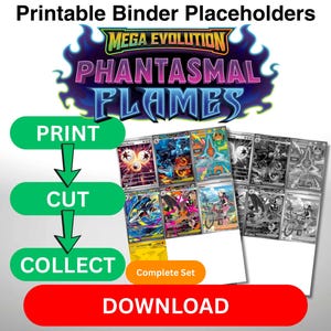 Pokémon TCG Complete Set Binder Pages Mega Evolutions / Phantasmal Flames ME02 - Complete Set (Color/Grayscale)