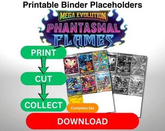 Pokémon-Sammelkartenspiel Komplettset Binder Seiten Mega Evolution / Phantasmal Flames ME02 - Komplettset (Farbe/Graustufen)
