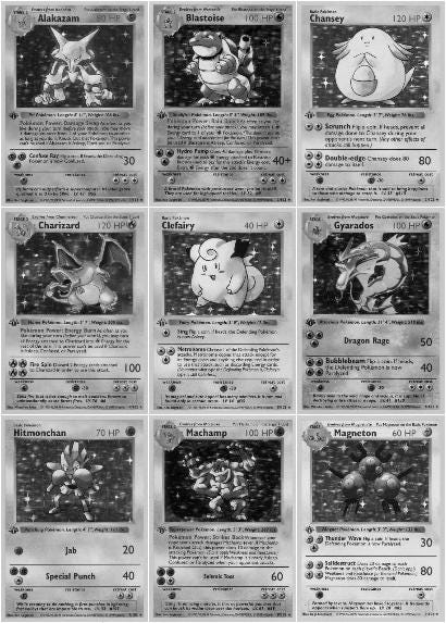 Pokemon Base Set Master Set Tracker (includes Grayscale Card