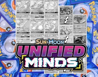 Rastreador do Conjunto Mestre Sun and Moon Unified Minds (Inclui marcadores de posição para cartas em tons de cinza + holofoil e indicadores reversos) - Unified Minds