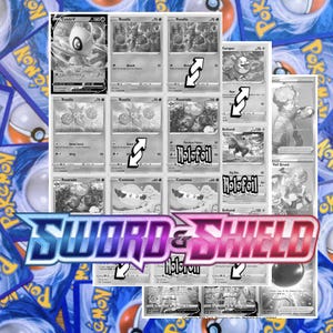 Sword and Shield Base Set Master Set Tracker (Includes Grayscale Card Placeholders + Holofoil and Reverse Indicators)