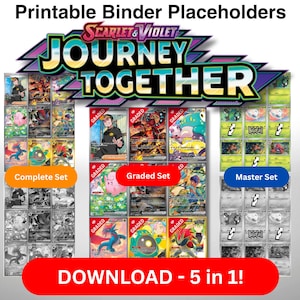Pokémon TCG 5-in-1 bindpagina's PDF Journey Together: mastersets en complete sets (kleur en grijstinten) + gegradeerde overlay (kleur)