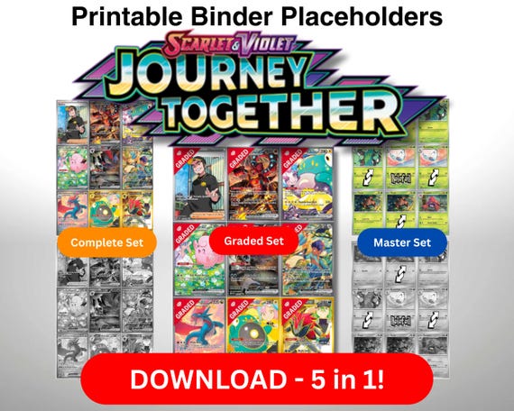 Pokmon TCG 5-in-1 Binder Pages Scarlet and Violet SV9 Journey Together Master and Complete Sets (color/grayscale) + Graded Overlay(color) - Etsy Pokmon TCG 5-in-1 Binder Pages Scarlet and Violet SV9 Journey Together Master and Complete Sets (color/grayscale) + Graded Overlay(color) - Etsy