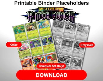 Pokémon TCG Komplettset-Ordnerseiten Mega-Entwicklungen ME05 – Pechschwarz - Komplettset (Farbe/Graustufen)
