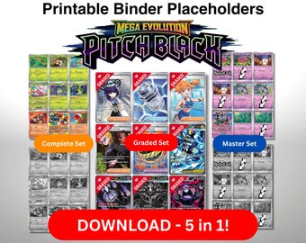 Platzhalterkarten „Pitch Black“ (5-in-1-Druckversion) | Pokémon-Sammelkartenspiel-Meisterset (Komplettset, bewertete Ordnerseiten, PDF) | ME05 (Digitaler Download)
