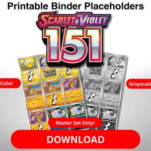 Páginas de carpeta de marcadores de posición de la Master Set de TCG Pokémon PDF Pokémon Escarlata y Violeta 151 Color y Escala de Grises