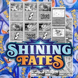 Épée et bouclier - Suivi de l'ensemble principal Shining Fates et Shiny Vault (comprend des espaces réservés pour les cartes en niveaux de gris + des indicateurs holographiques et inversés)