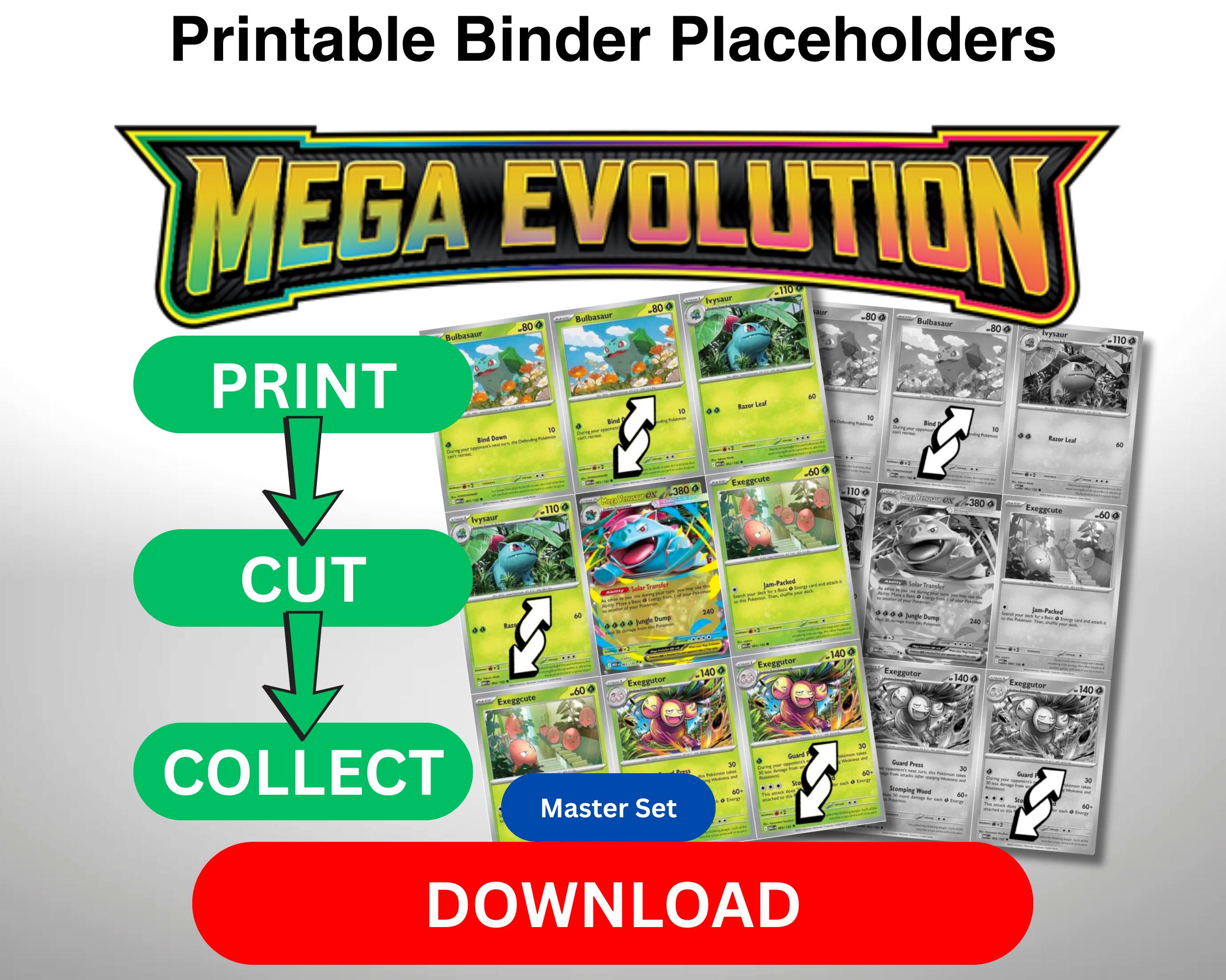 Pokmon TCG Master Set Binder Pages Mega Evolutions ME01  Base Set - Master  Sets (color/grayscale) - Etsy