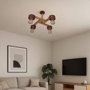 houten kroonluchter 4 armen