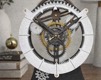 Planetary DIY Electro-Mechanical Wooden Clock Kit – Motorized  – Unique Home Decor & Hobbyist Gift