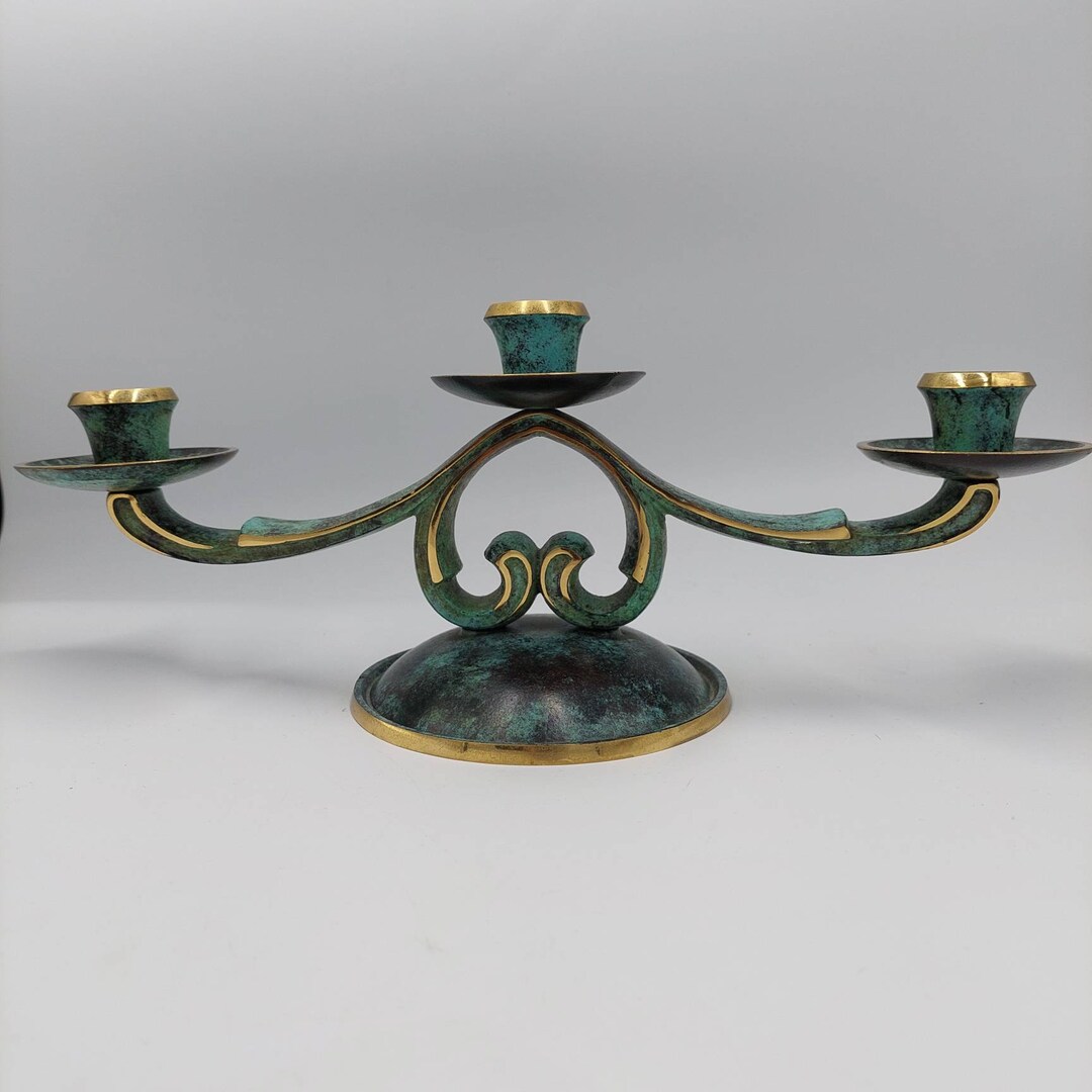 Vintage Bronze Candle Holder Brutalist Mid Century Modern Etsy