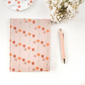 Floral hardbound journal, Personalized journal, 5x7 hardcover notebook, Floral desk accessory, boho home decor, diary journal, gift for her