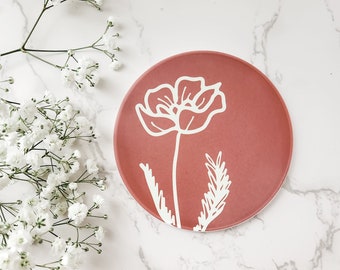 Primrose design, February birthday gift, February birth flower, Floral coaster, pink red color personalized coaster, personalized gift