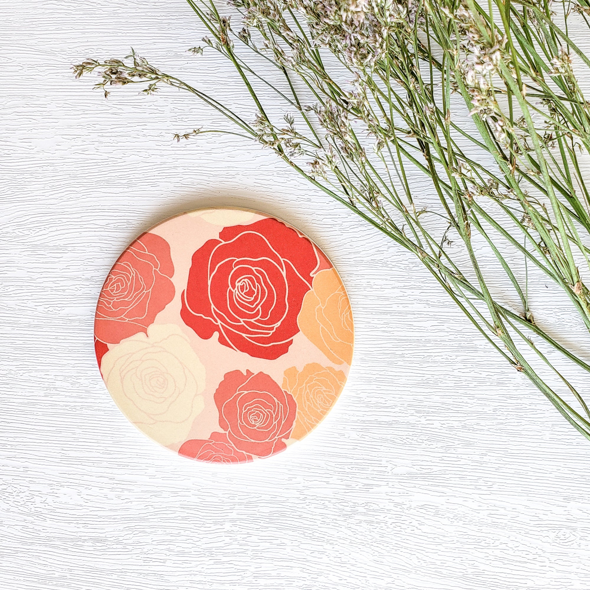 Rose Ceramic Coaster Set