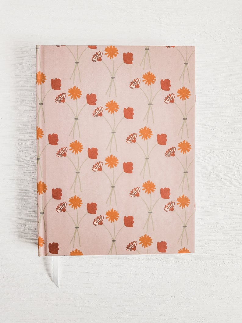 Floral hardbound journal, Personalized journal, 5x7 hardcover notebook, Floral desk accessory, boho home decor, diary journal, gift for her image 4