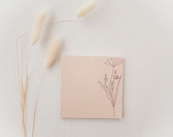 Wildflower Notepad, minimalist notepad, personalized notepad; floral notepad, blush paper flower, gift for women, cute desk accessories