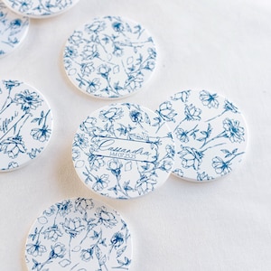 Chinoiserie floral coaster, blue china print coaster, wedding placecard, wedding souvenir, bulk wedding favors, party favor, gift for guests
