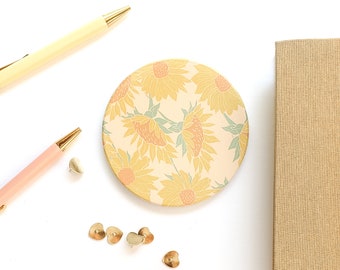 sunflower coaster, floral ceramic coaster set, personalized gift for her, housewarming gift, birthday gift for her, cute desk accessories