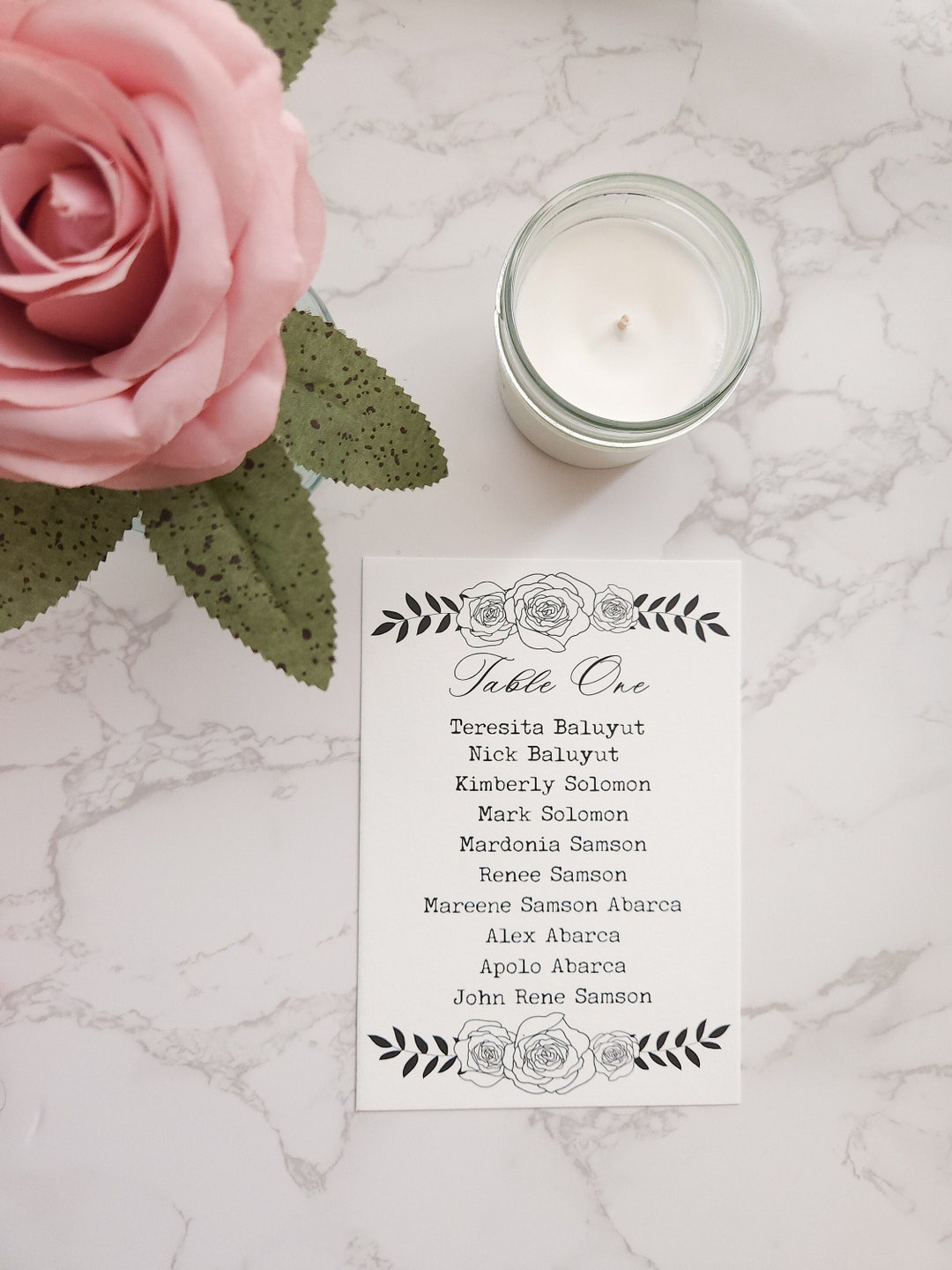 Wedding Seating Chart, Rose Seating Chart, Personalized Wedding Seating
