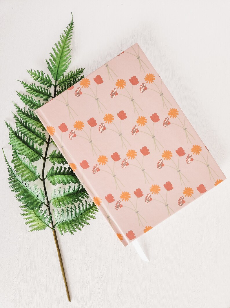 Floral hardbound journal, Personalized journal, 5x7 hardcover notebook, Floral desk accessory, boho home decor, diary journal, gift for her image 2