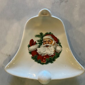 1970's Ceramic Santa Bell Dish