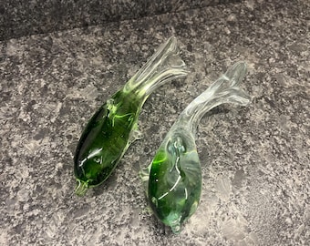 Vintage Pair of Glass Murano Styled Dolphin Figurines