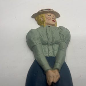 Vintage Cast Iron Victorian Lady Golfer Door Stop