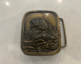 Vintage 1976 Indiana Metal Craft Bass Metal Belt Buckle