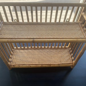 Vintage 2 Tier Bamboo and Rattan Shelf Wall Hanging