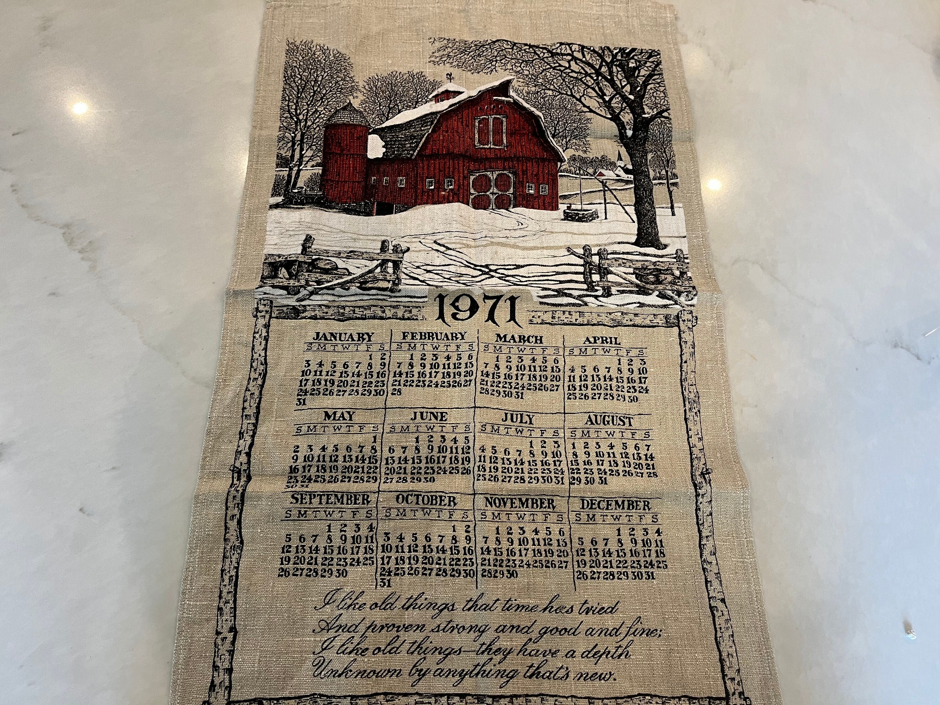 1971 Vintage Linen Calendar Tea Towel - Etsy