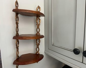 MCM Sexton 3 Tier Metal and Wood Knick Knack Shelf