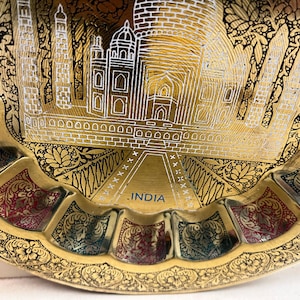 Vintage Taj Mahal Brass Plate Wall Hanging