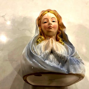 Vintage Praying Madonna Head Planter by Relpo Japan