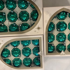 36 Green 3&quot; Mercury Vintage Ornaments in Boxes