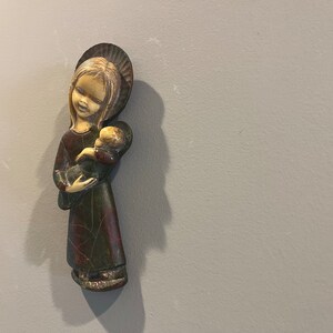 Vintage Resin Madonna and Child Wall Hanging