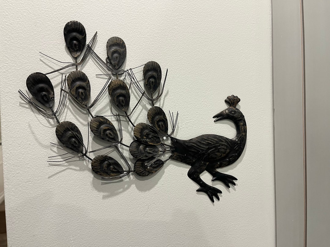 Vintage Metal Peacock Wall Hangings Etsy