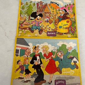 Pair of Vintage Jayman Inlaid Puzzles of Blondie and Snuffy Smith
