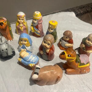 Vintage Peruvian Andean Terracotta Complete 12 Piece Mini Nativity Set