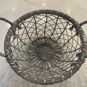 Vintage Large Woven Silver Wired Basket for Fruits or Vegetables
