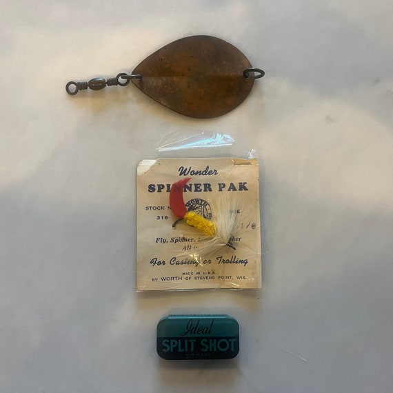 Vintage Fishing Lure Egg Wobbler, Spiner Pak, Split Shots 