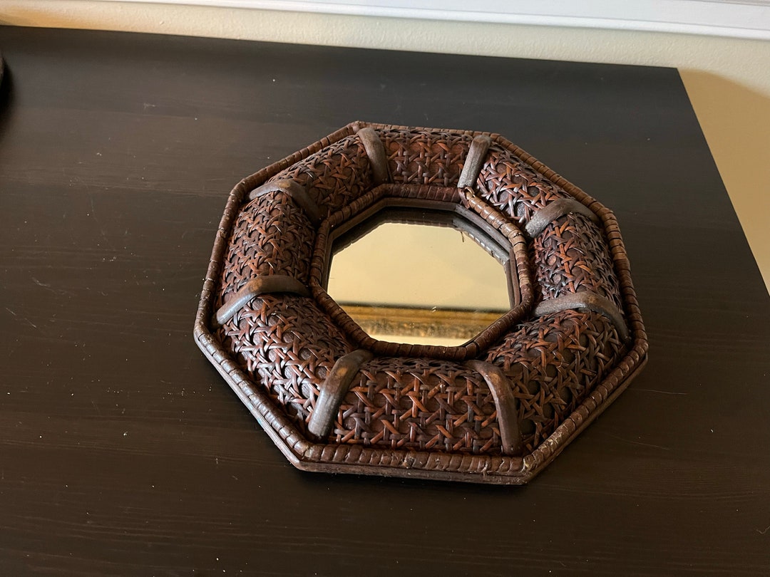 A Vintage Octagonal 10 Inch Wicker Mirror Etsy