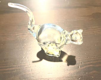 Vintage Crystal Cat Figurine