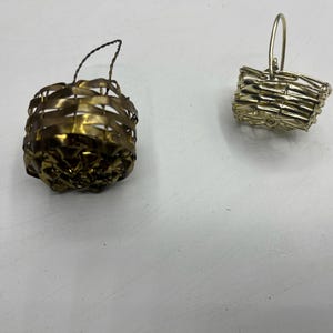 Vintage Pair of Miniature Wire Baskets for Dollhouse or Miniature Displays
