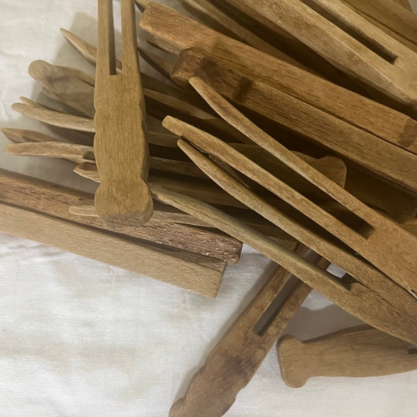 A Bundle of 30 All Wooden Vintage Clothespins