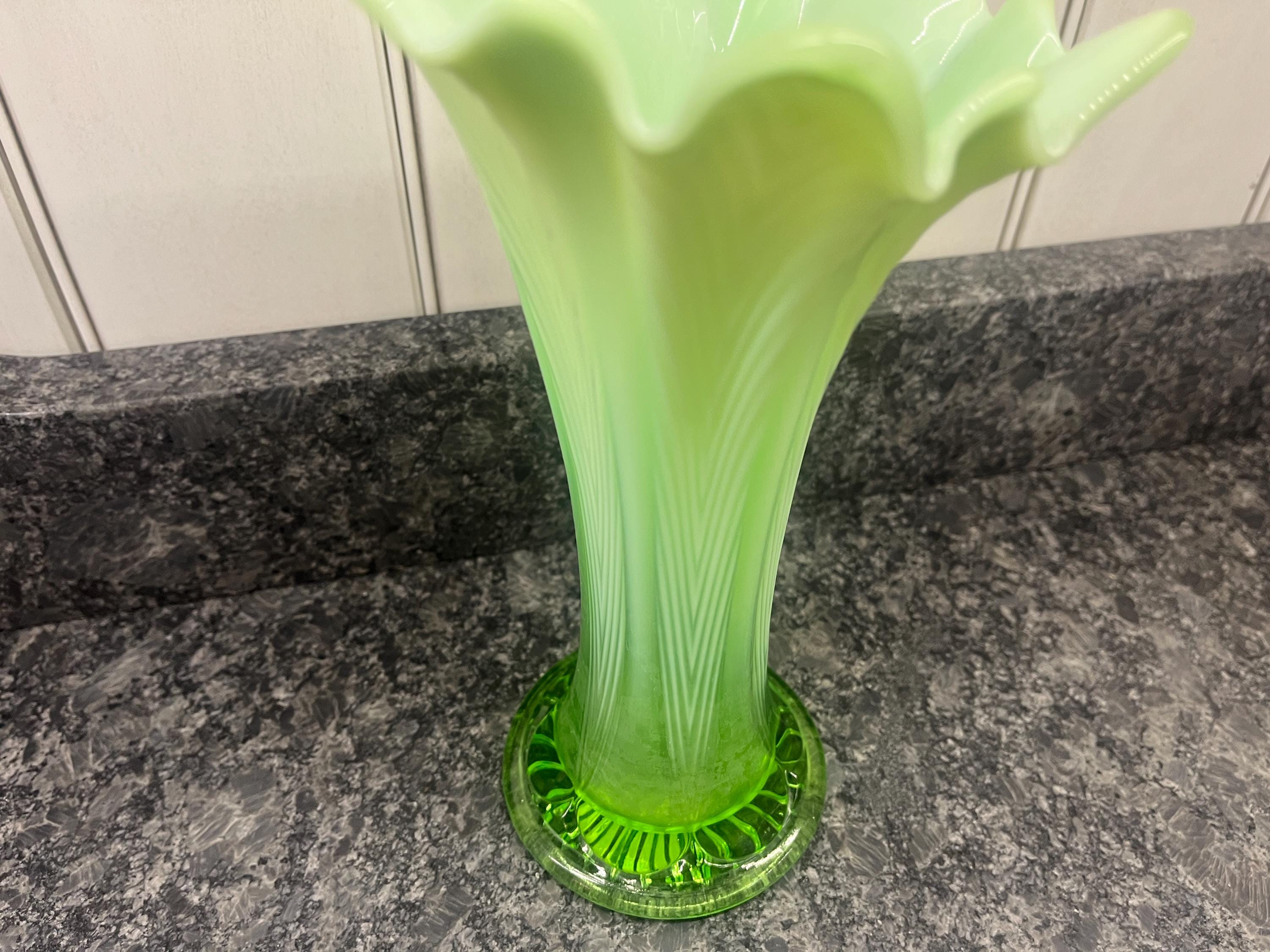 Antique Vaseline Glass Vase - Etsy