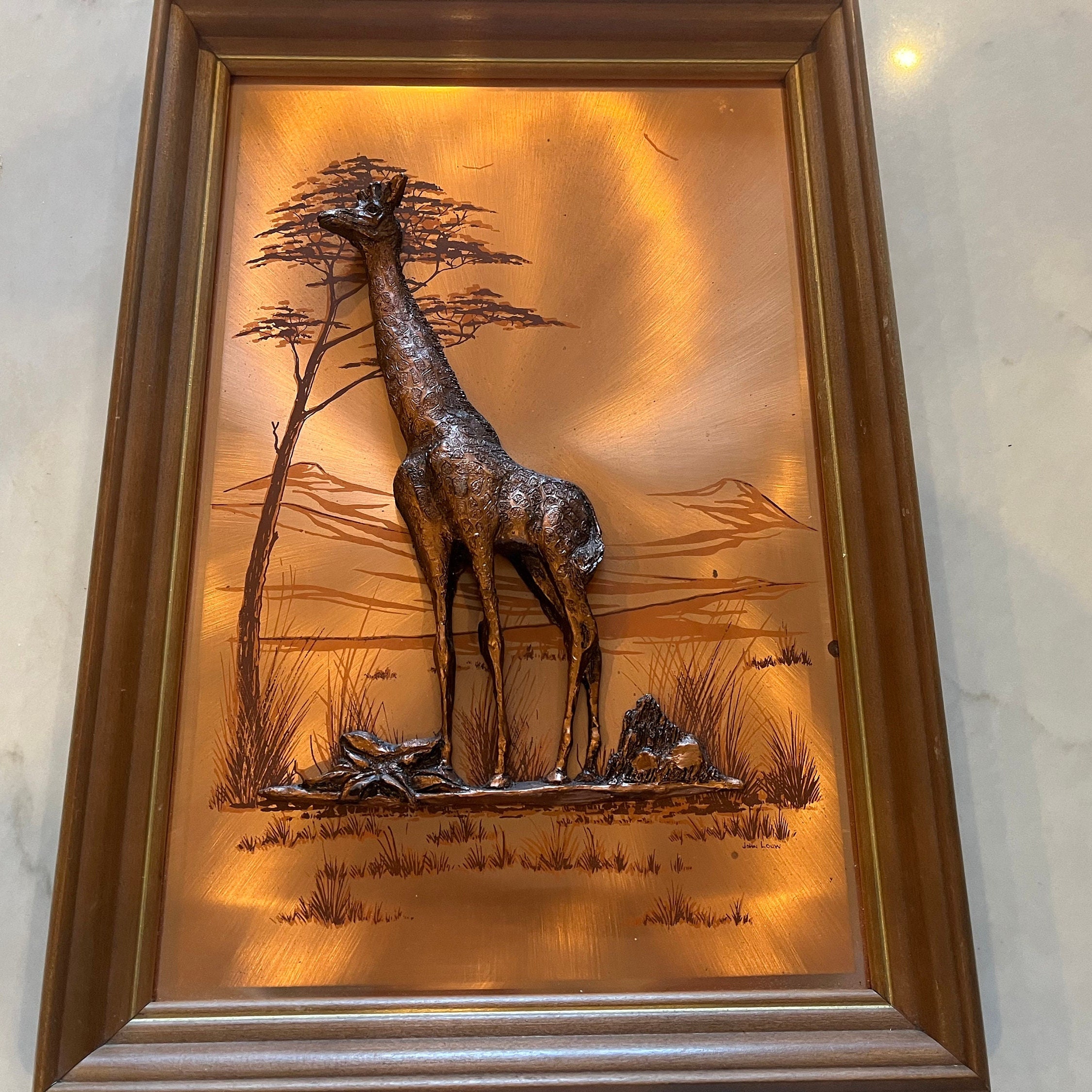 Vintage John Louw 3D Copper Art Giraffe Safari Decor - Etsy